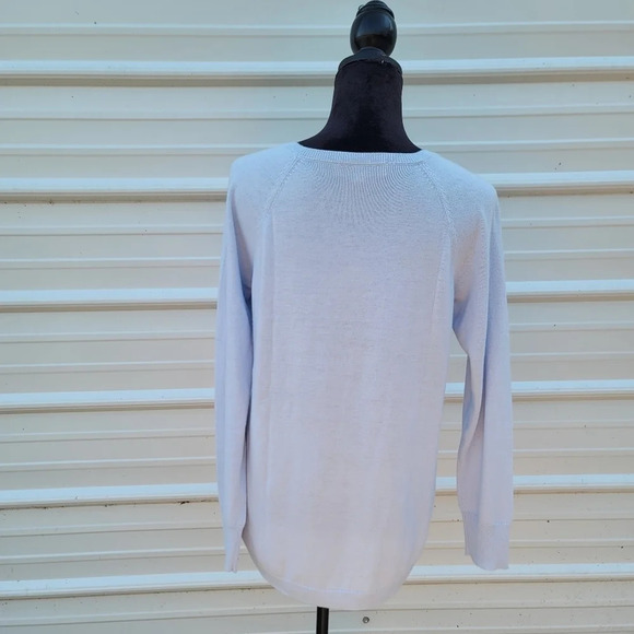 NWOT Ann TAYLOR LOFT SZ M Acrylic/Nylon Baby Blue Scoop Neck Pullover Sweater - Picture 5 of 10